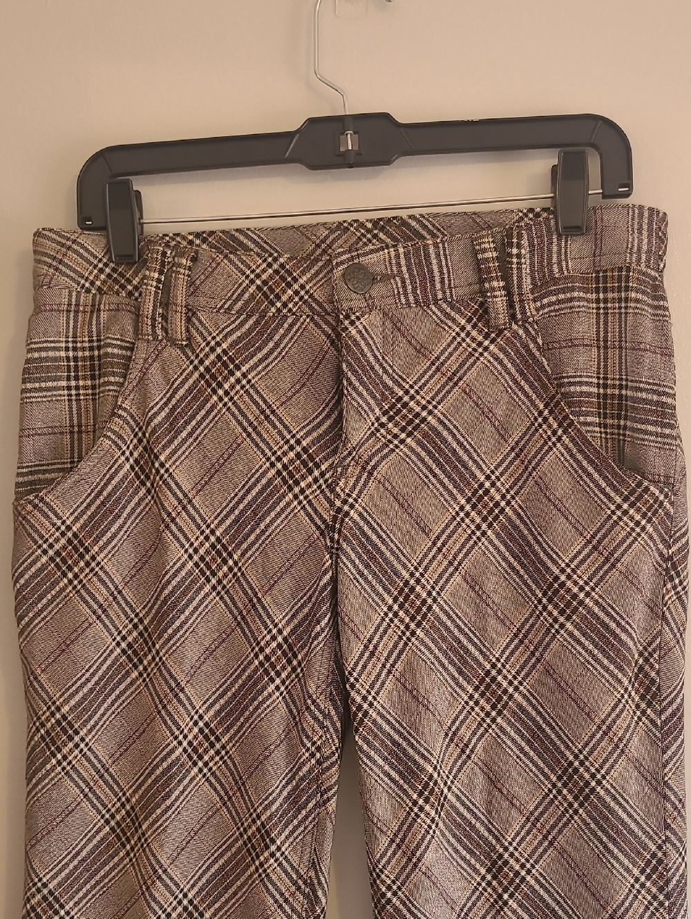 Free People Low Rise Flare Bell Bottom Wide Leg Plaid Trouser Pants Wmn 8 Hippie - Picture 6 of 15